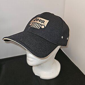 Jeep Grill Hat Cap Flex Fit ~ Fitted M/L ~ Black and Gold ~ EUC